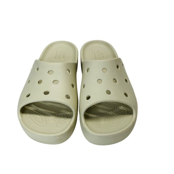 Crocs Women’s Beige Slide Sandals Lightweight Casual Comfort Shoes Size 8 - Picture 7 of 10